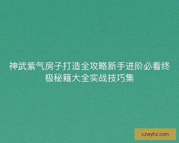 神武紫气房子打造全攻略新手进阶必看终极秘籍大全实战技巧集